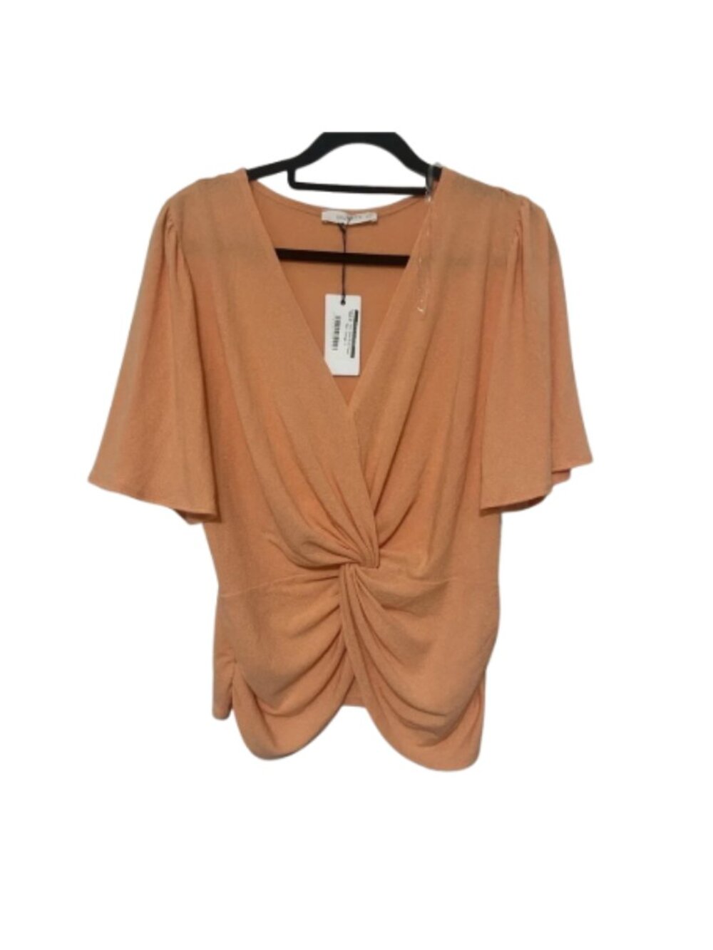 Six Fifty NWT light orange twist front v neck short sleeve blouse size L